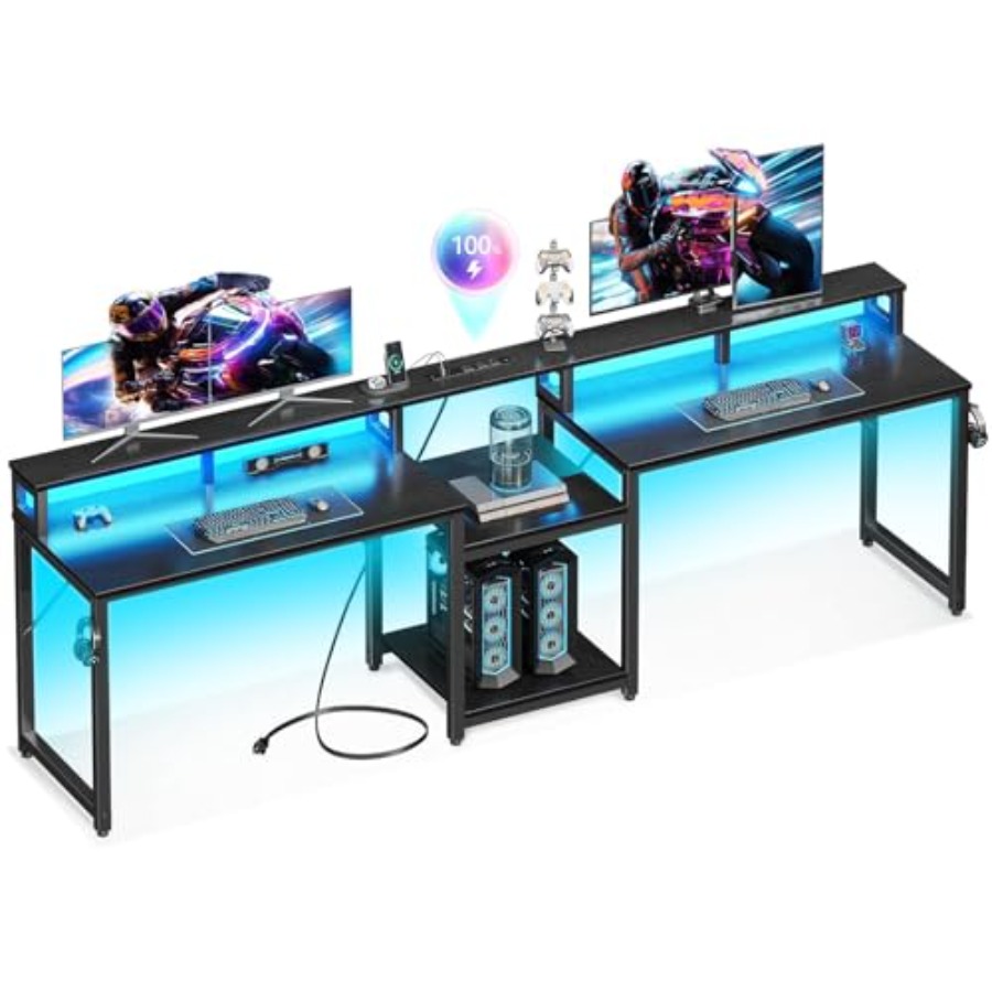 Gaming desk for 2 persons, 98' - Desk Setup L Shaped recension och pris