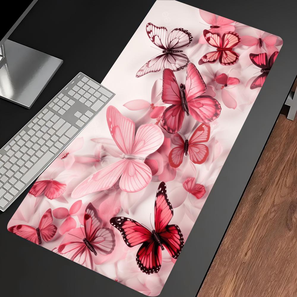 Watercolor Pink Butterfly Larg - Desk Setup Pc And Laptop recension och pris