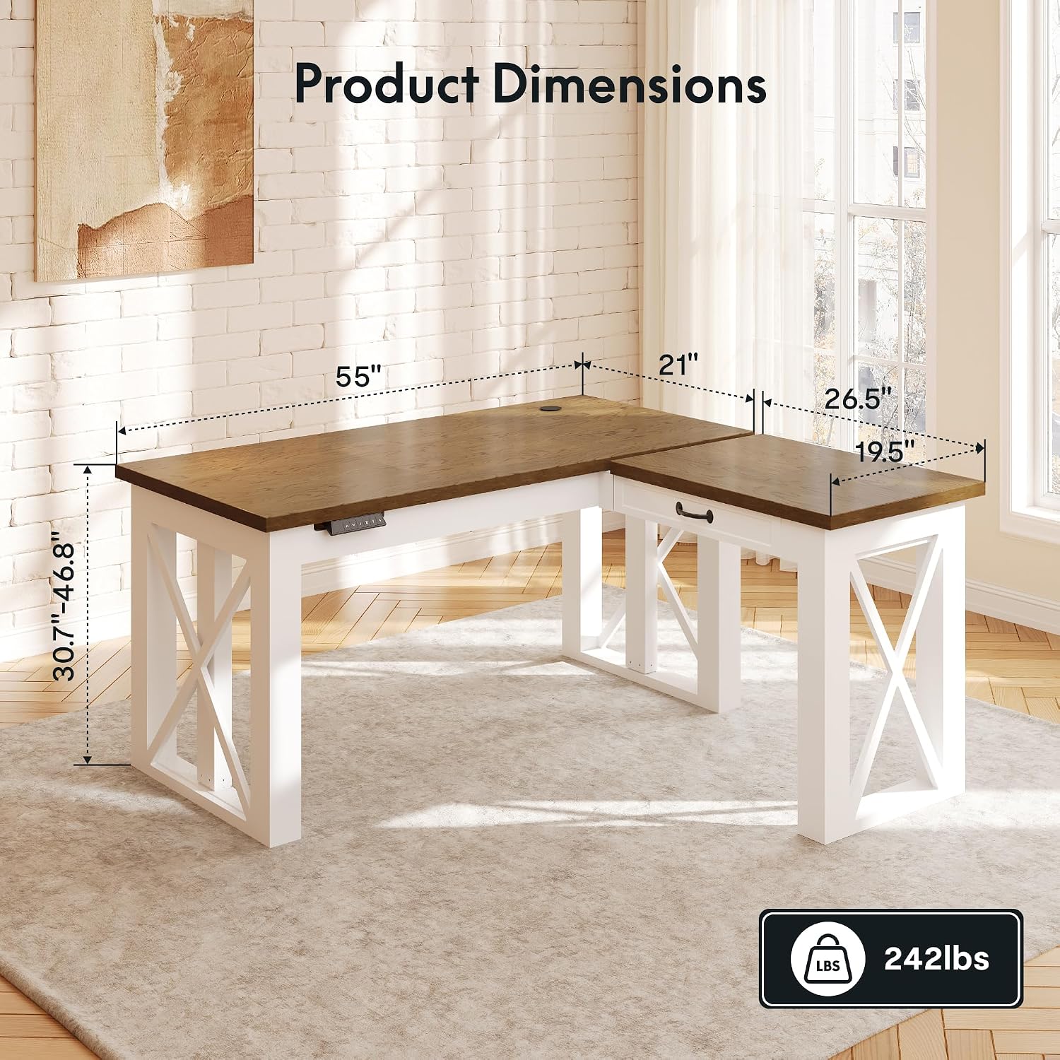 L Shaped Standing Desk with Dr - Setup Desk Monitor recension och pris