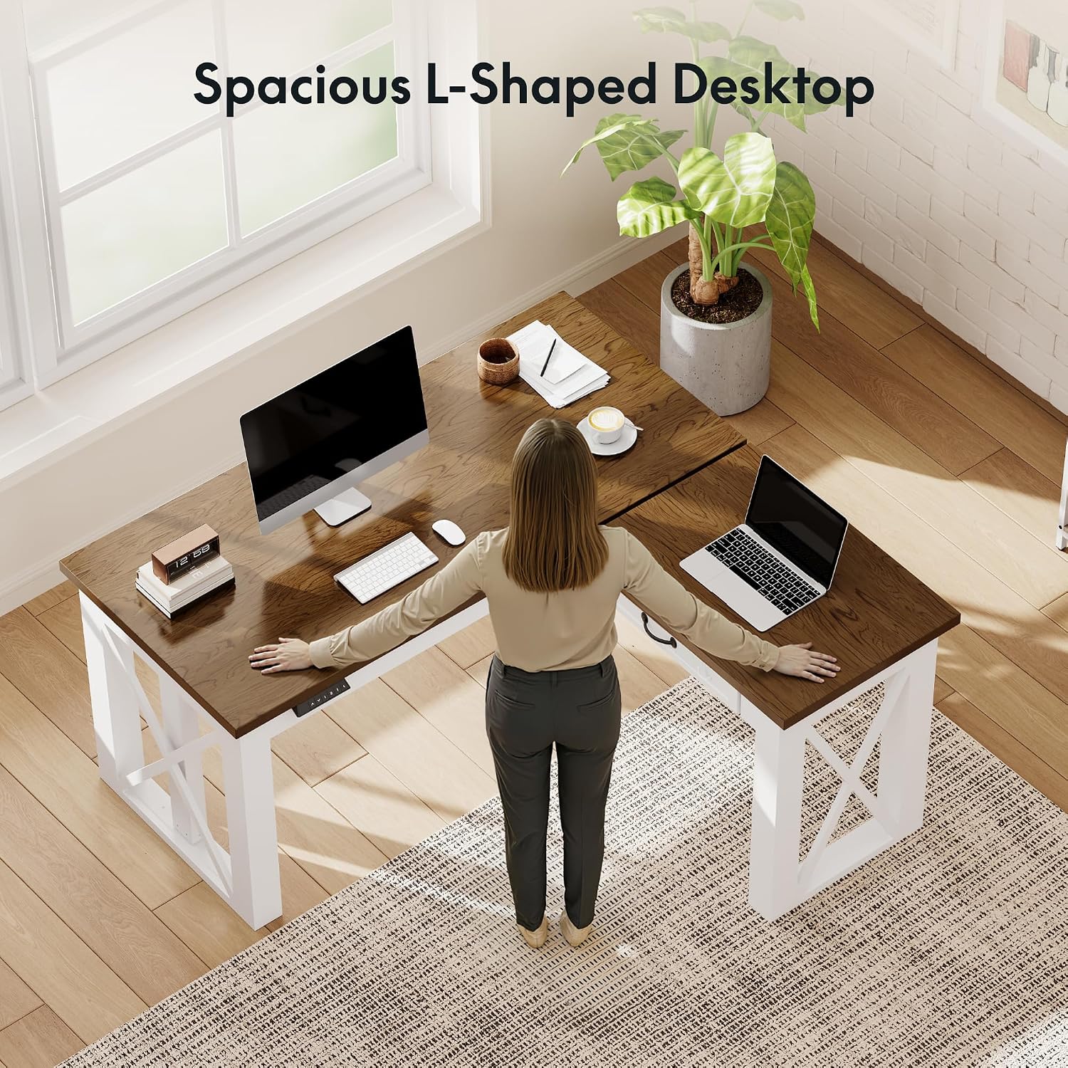 L Shaped Standing Desk with Dr - Setup Desk Monitor recension och pris