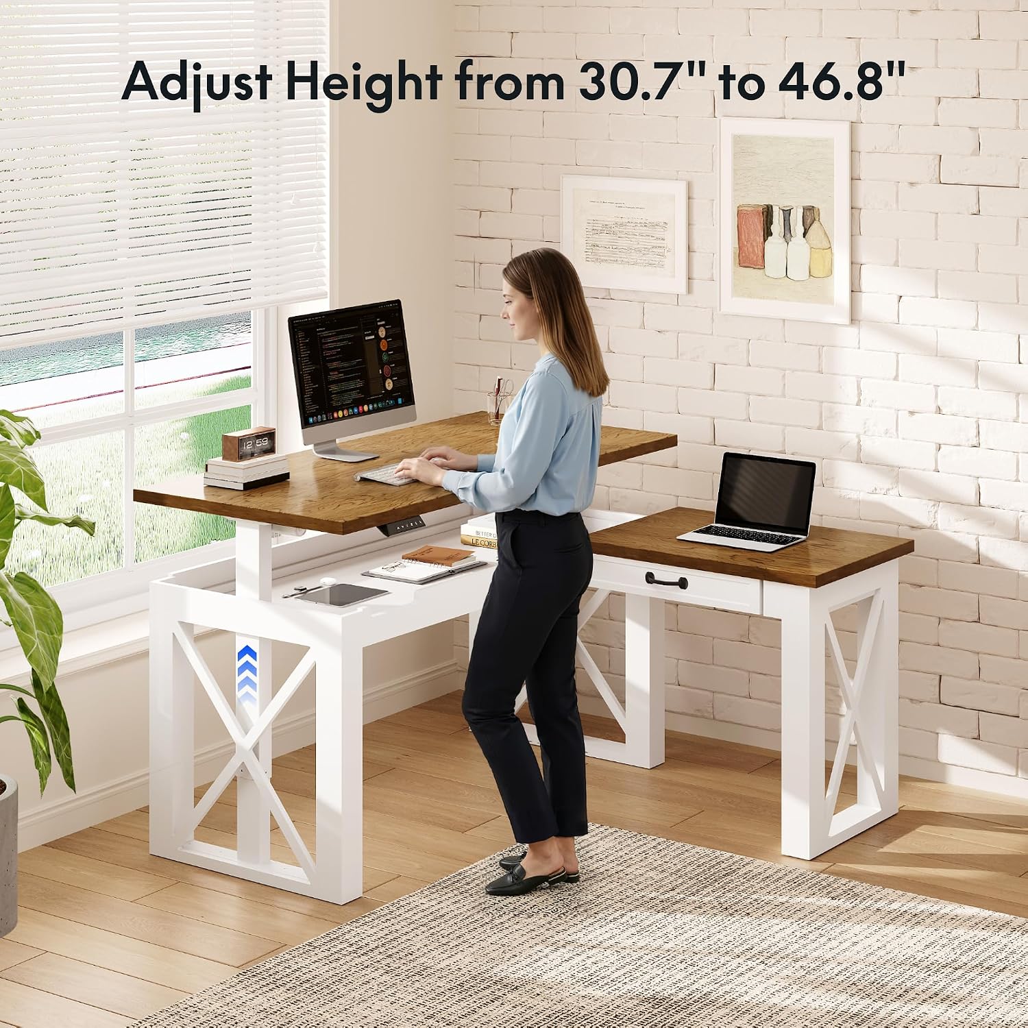 L Shaped Standing Desk with Dr - Setup Desk Monitor recension och pris