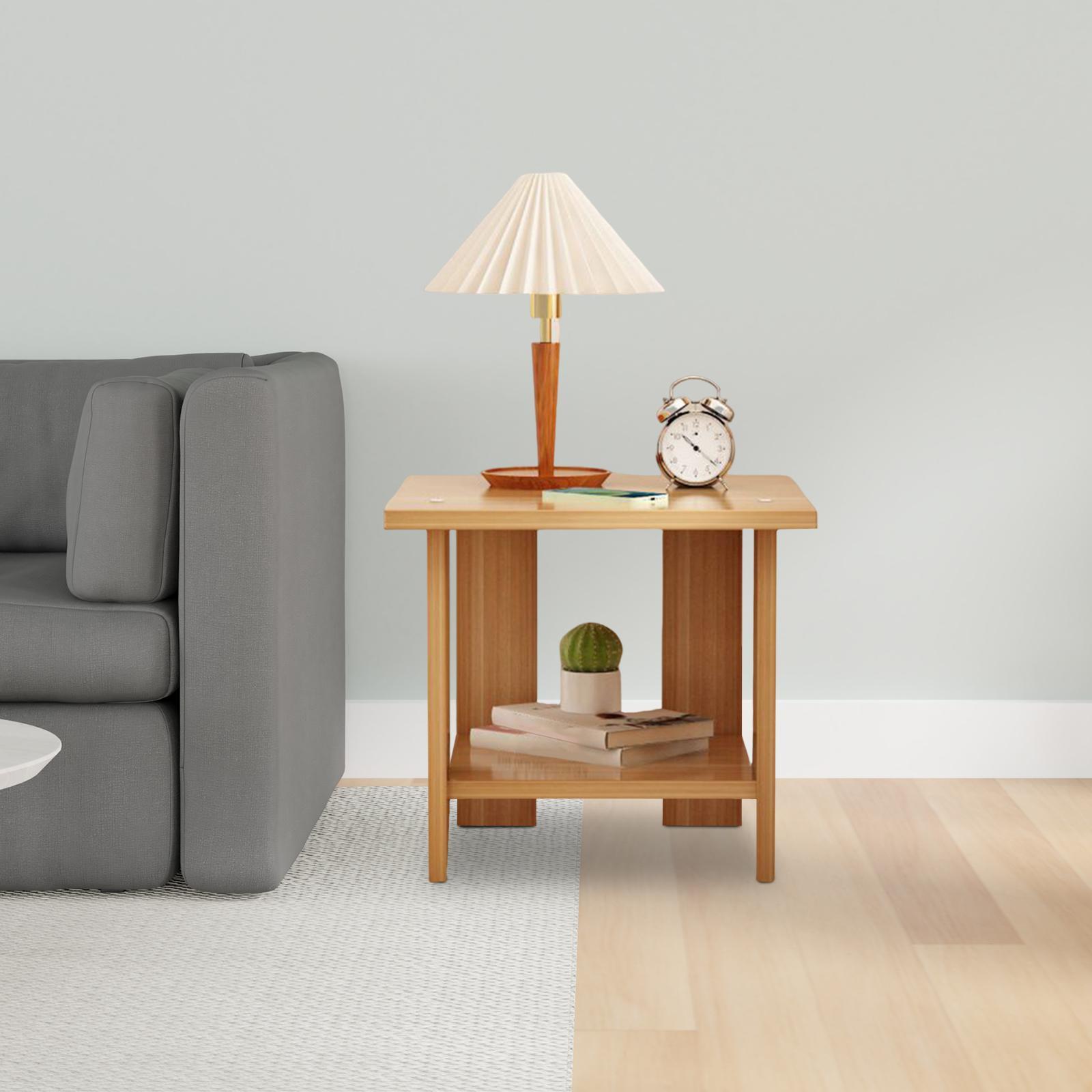Wooden Double Layers Side Tabl - Desk Setup Minimalist recension och pris