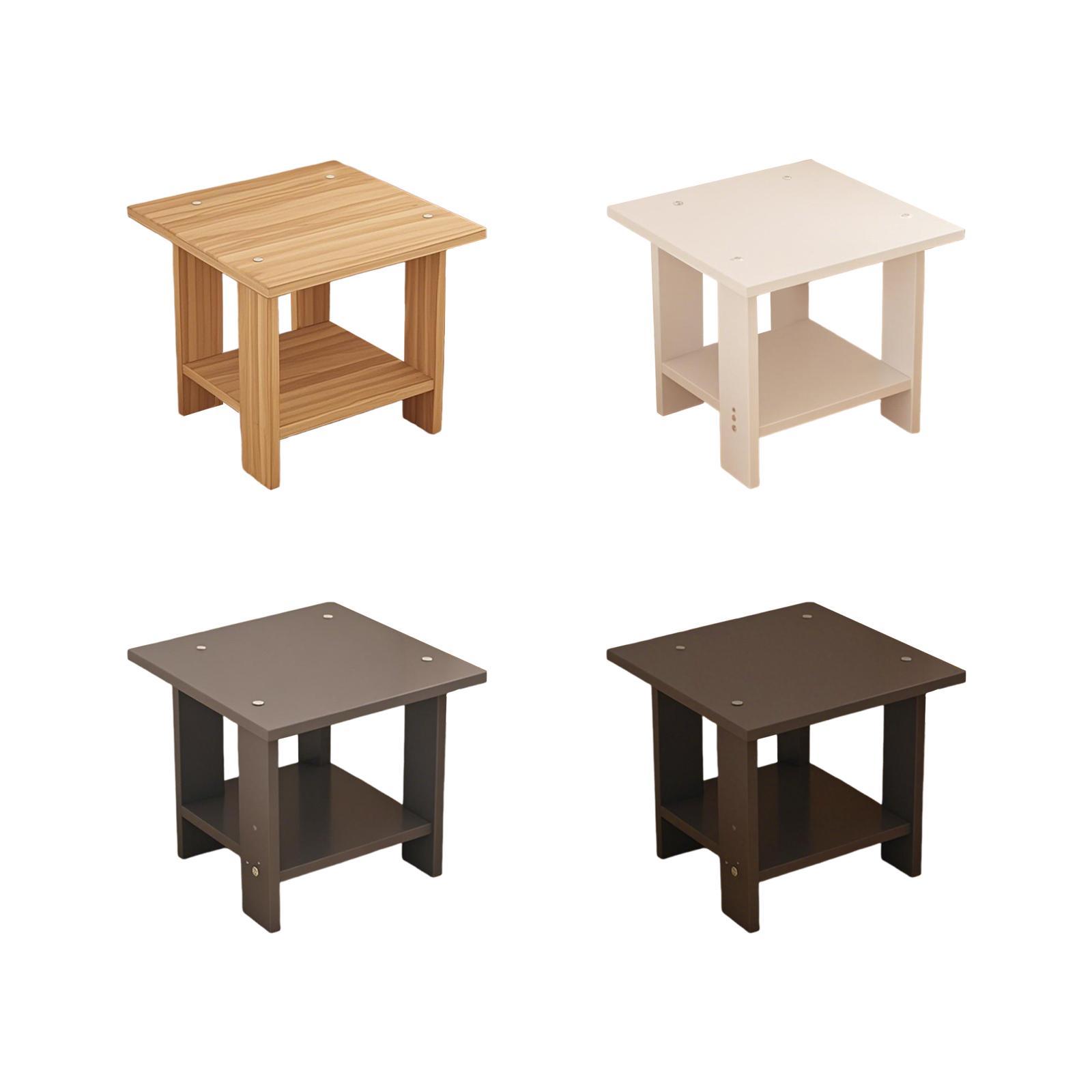 Wooden Double Layers Side Tabl - Desk Setup Minimalist recension och pris