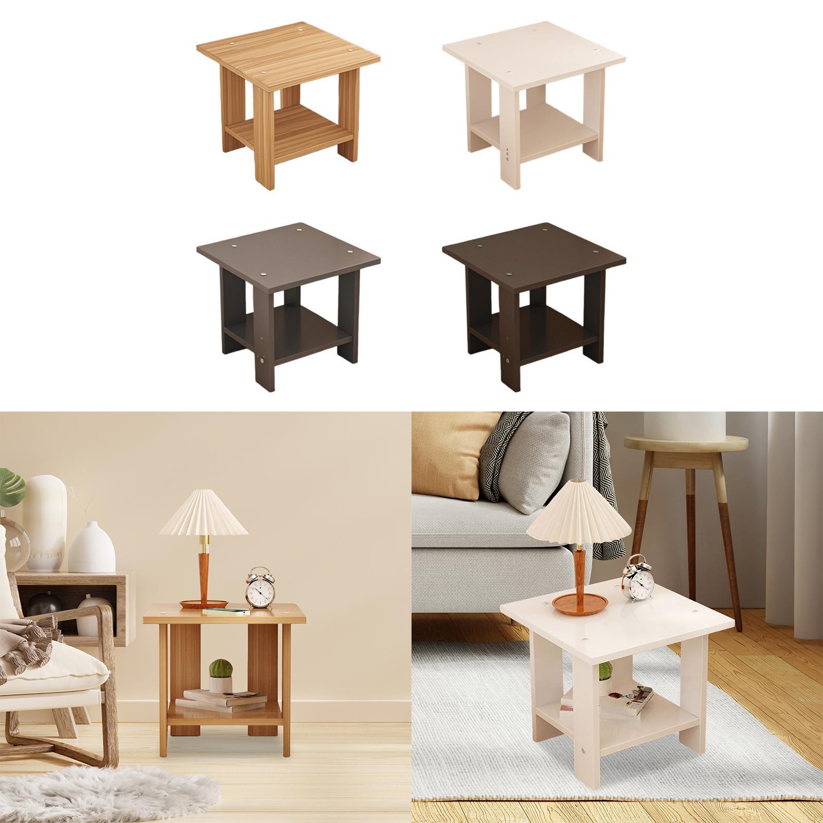 Wooden Double Layers Side Tabl - Desk Setup Minimalist recension och pris