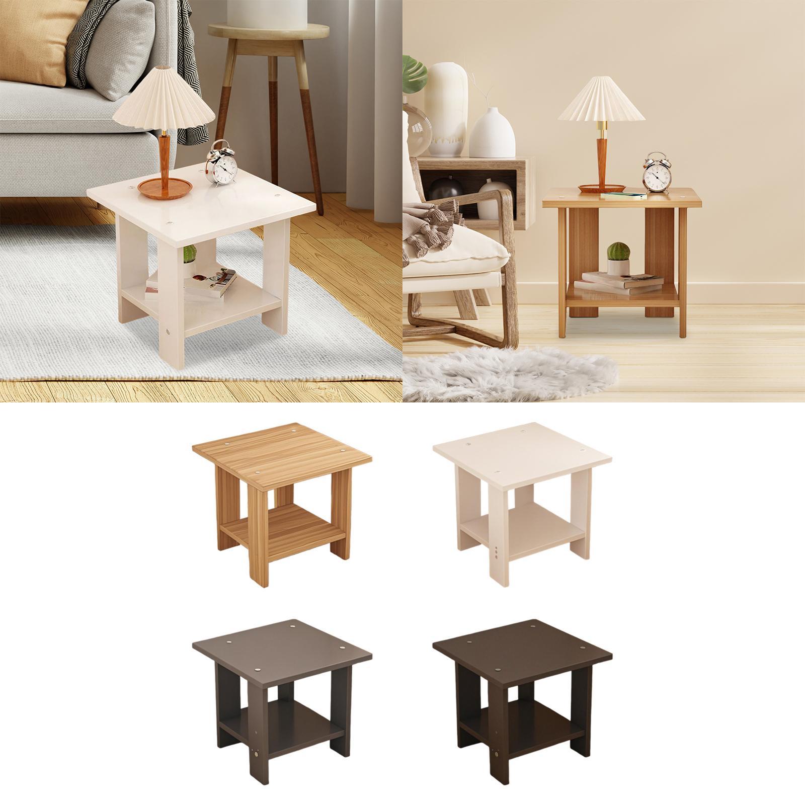 Wooden Double Layers Side Tabl - Desk Setup Minimalist recension och pris