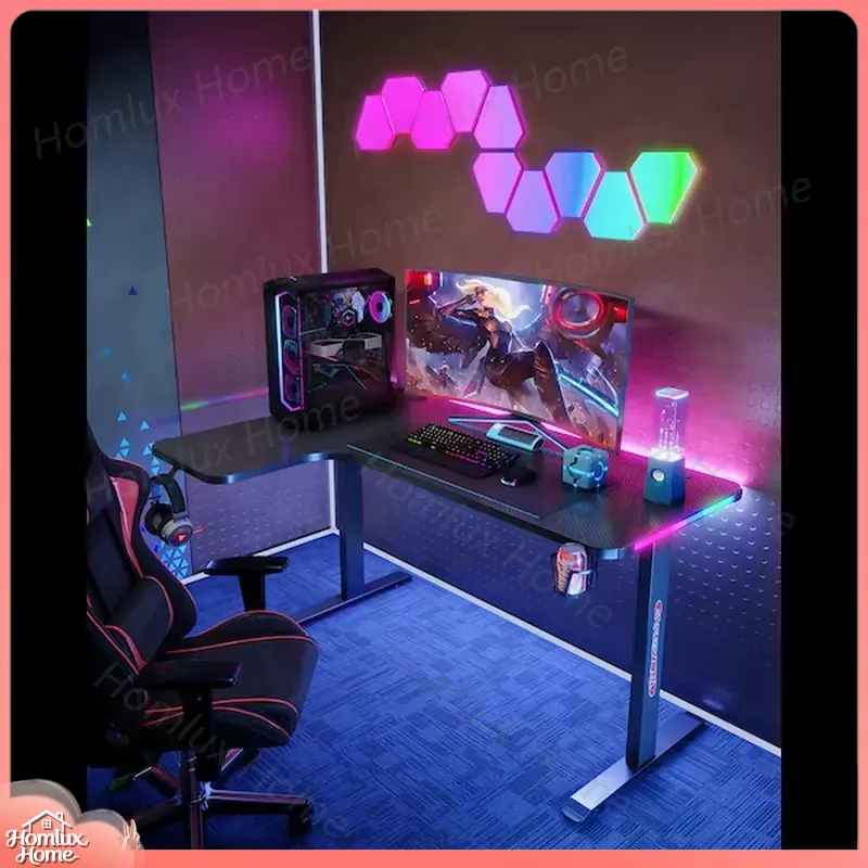 Large L-Shaped RGB LED Gaming  - Desk Setup L Shaped recension och pris
