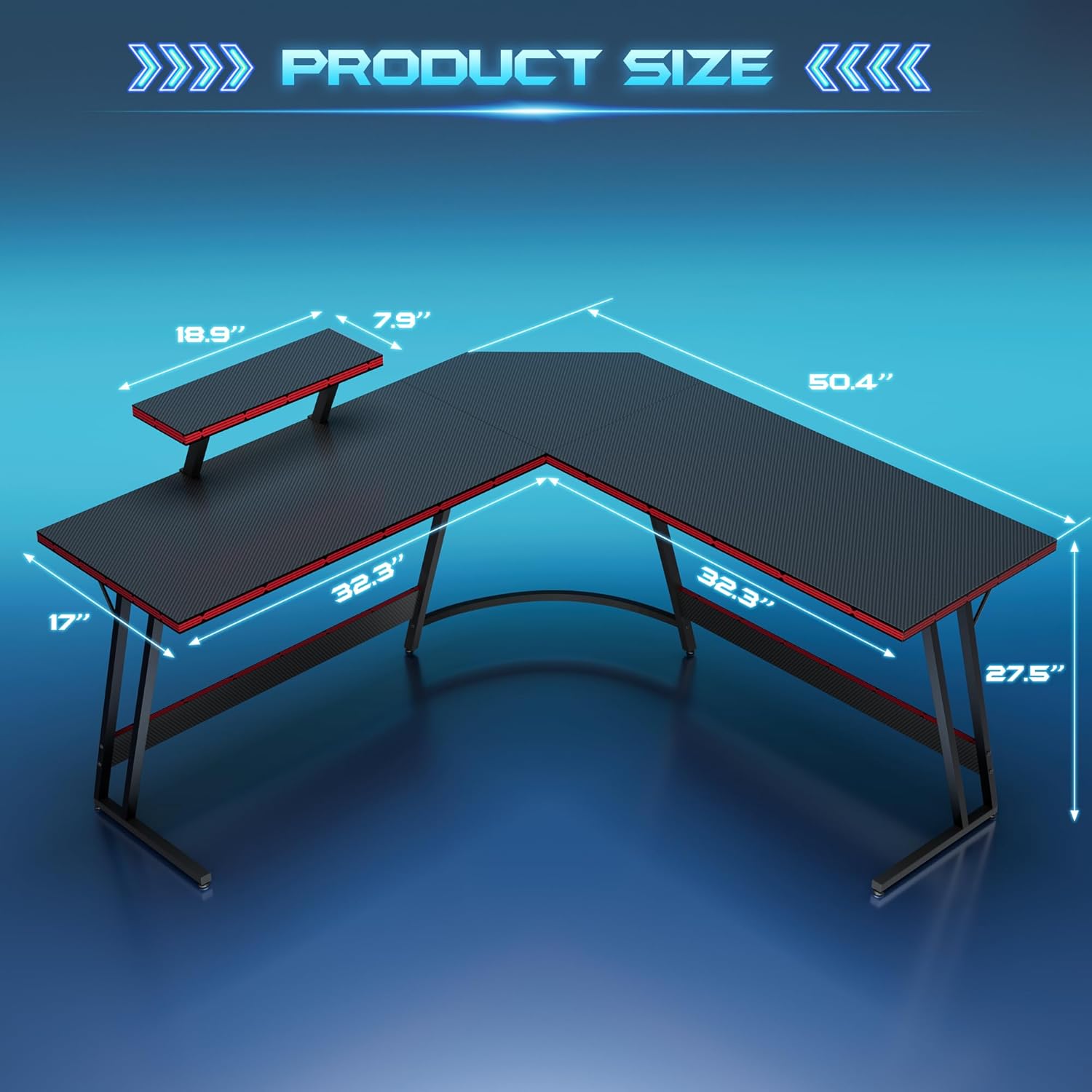 L-Shaped Adjustable Gaming Des - Setup Desk Monitor recension och pris