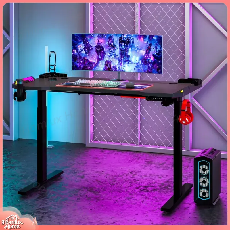Custom Adjustable RGB LED Desk - Desk Setup L Shaped recension och pris