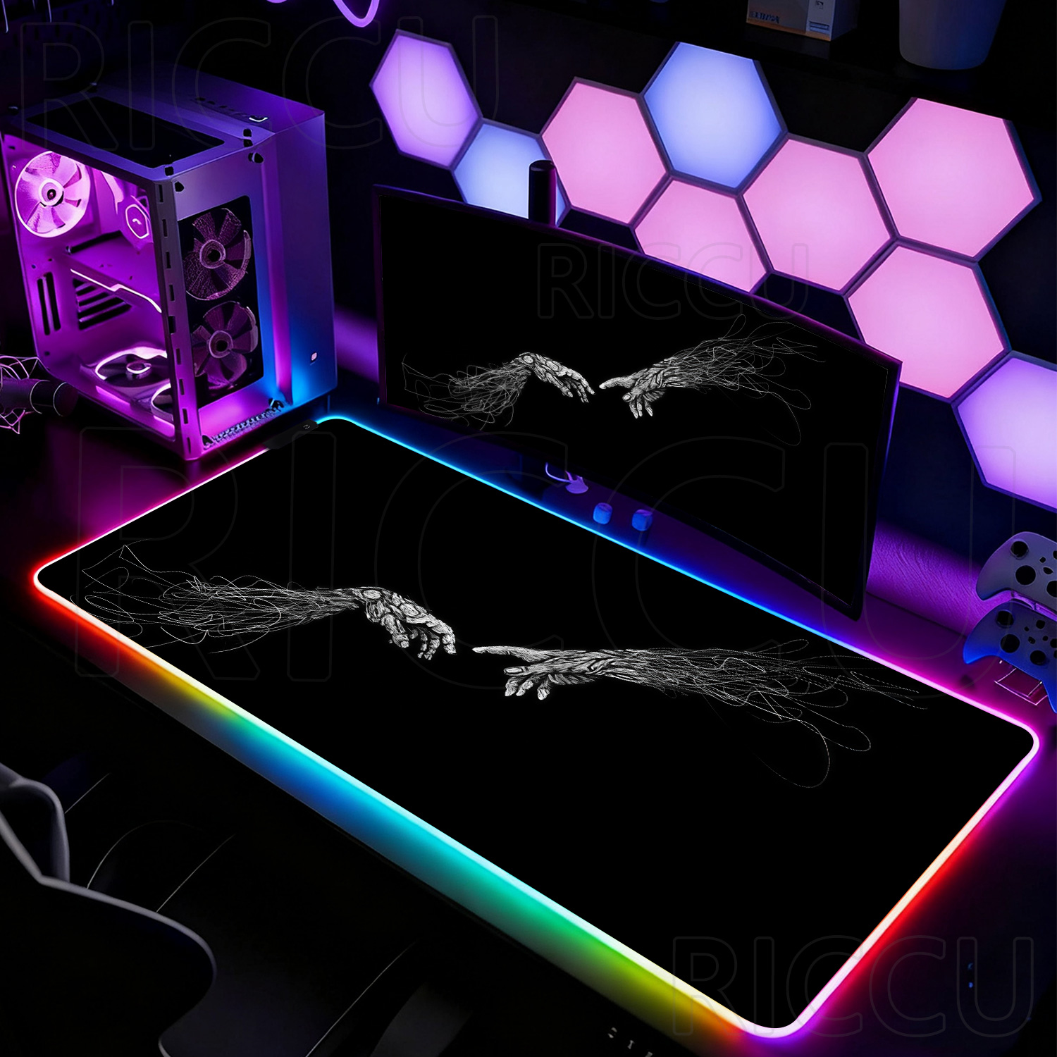 RGB XXL HD Large Black White G - Desk Setup Pc And Laptop recension och pris